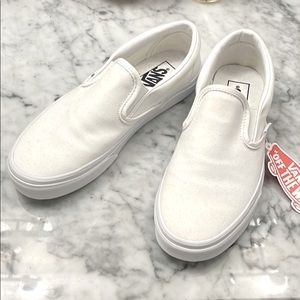 Brand new, never worn white van slip ons!